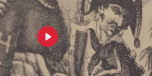 Slave master with female slave, black on white sketch