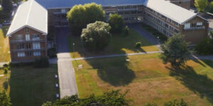 Aerial photo of a University of Reading building named after Edith Morley