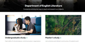 screenshot of English Literature home page featuring choices between undergraduate and master's study
